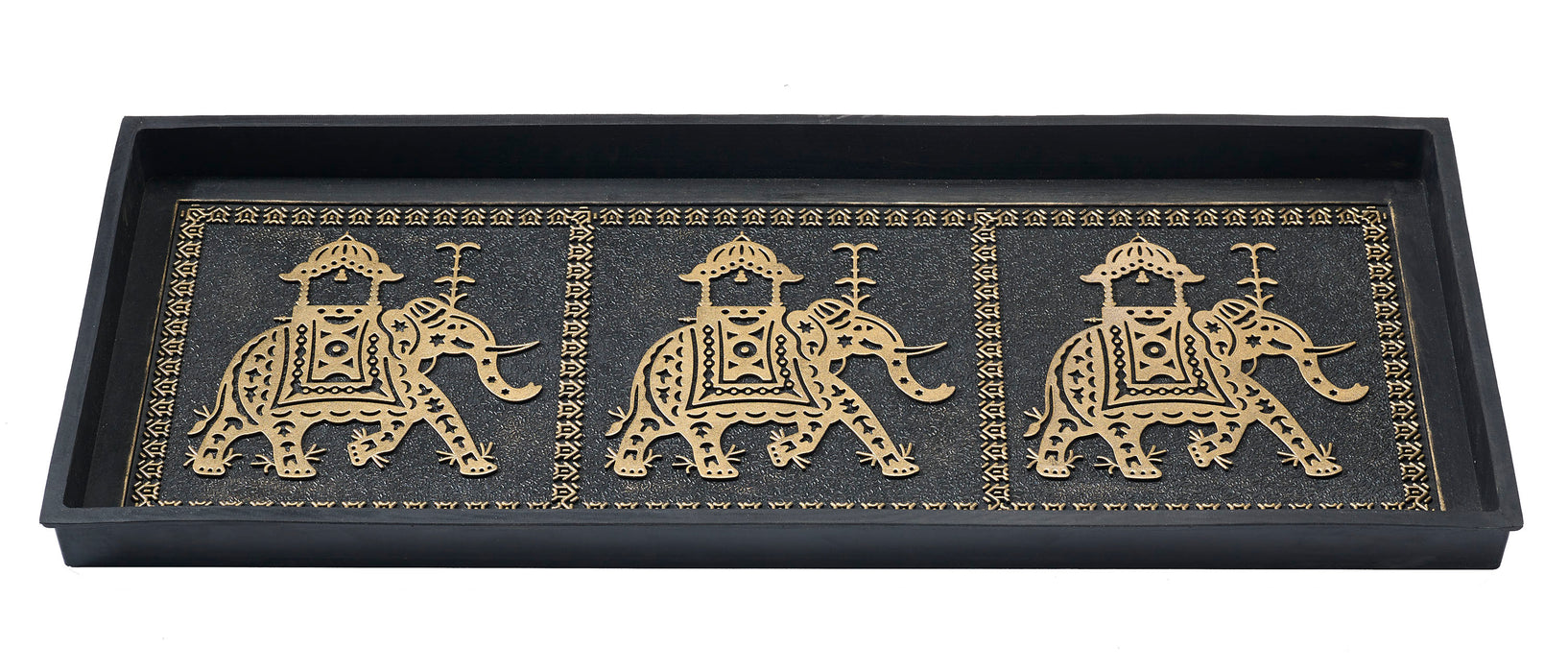 Elephant Rubber Boot Tray With Gold Highlights 34x14